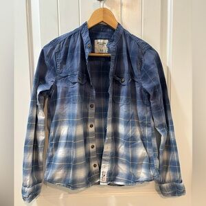 Abercrombie Kids Blue Plaid Flannel Long Sleeve Button Down Shirt Size 13 14